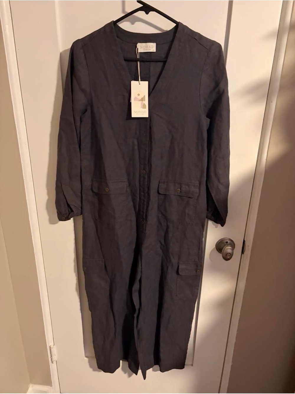 Nomad charcoal long utility jumpsuit
